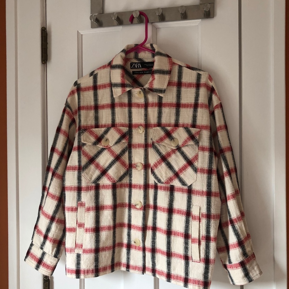Zara shacket Size XS Red Plaid